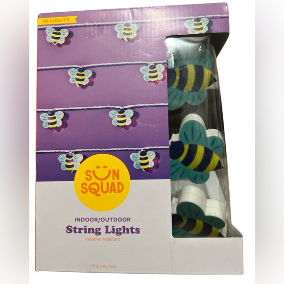 Sun Squad indoor outdoor string lights bumblebees. NIP. - Picture 2 of 3